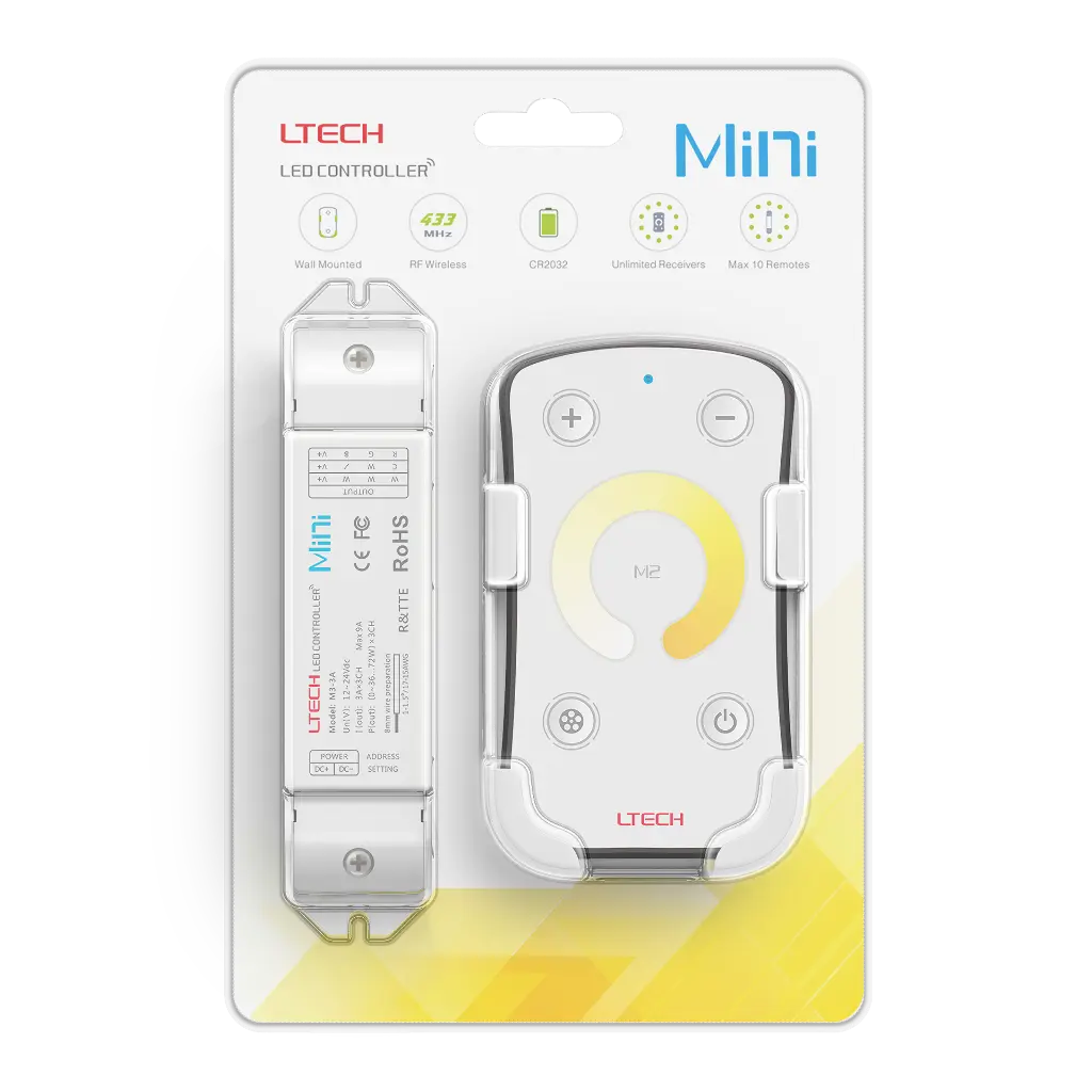 LTECH Mini RF remote + receiver CV 3x3A CT - M2+M3-3A - 3A&M2