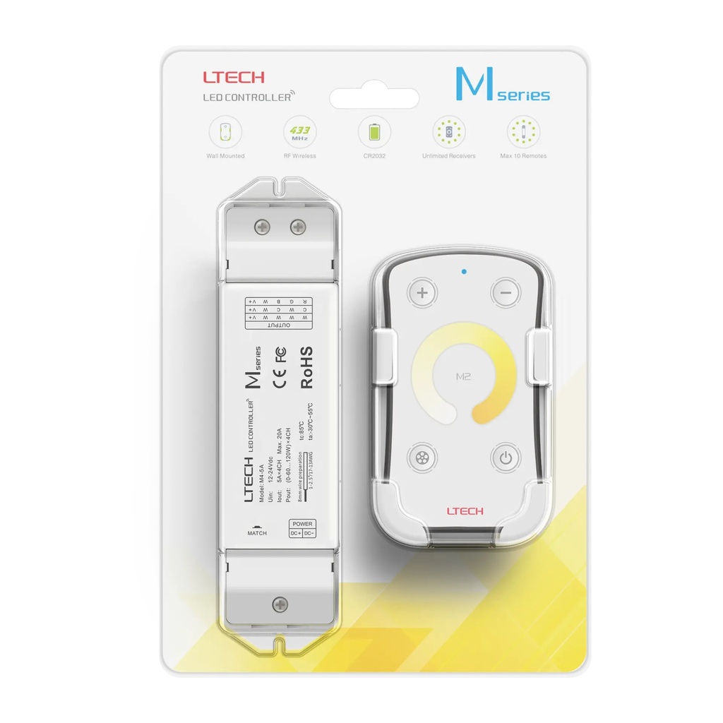 LTECH Mini RF remote + receiver CV 4x5A CT - M2+M4-5A - 5A&M2