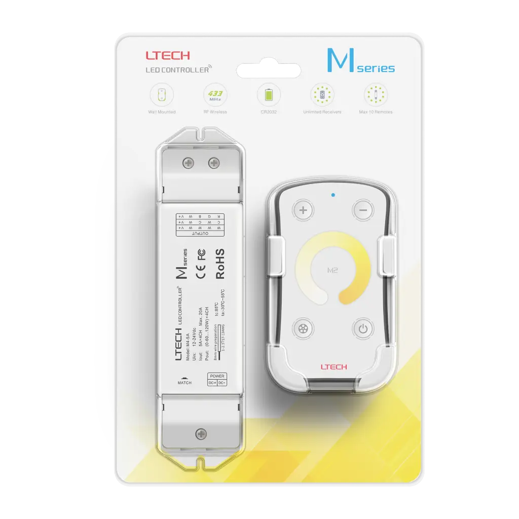 LTECH Mini RF remote + receiver CV 4x5A CT - M2+M4-5A - 5A&M2
