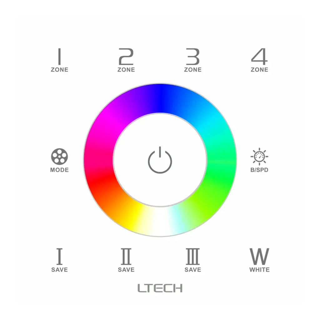 LTECH RF/DMX touch panel RGBW 4 zone - EX8S - RF/DMX
