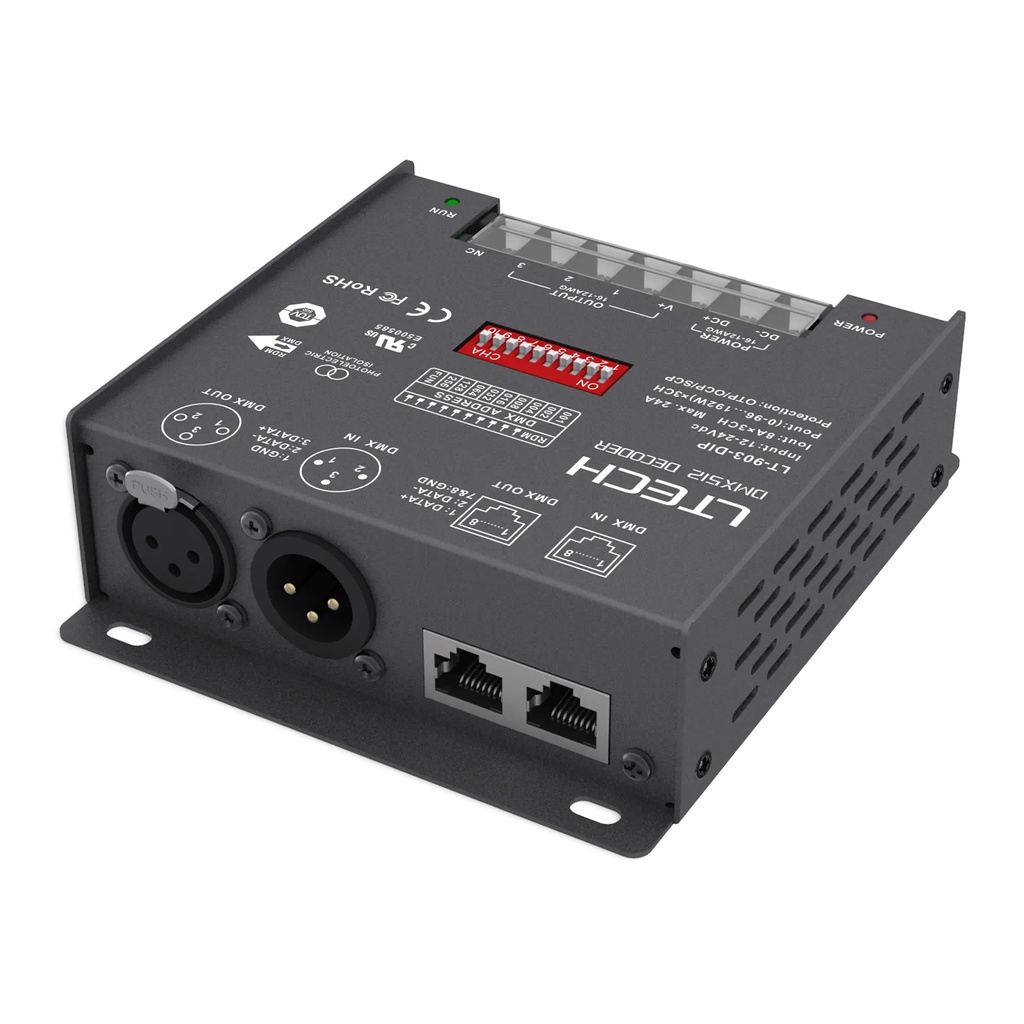 LTECH DMX/RDM LED driver CV 3x8A DIP Switch - LT-903-DIP - DIP立体图