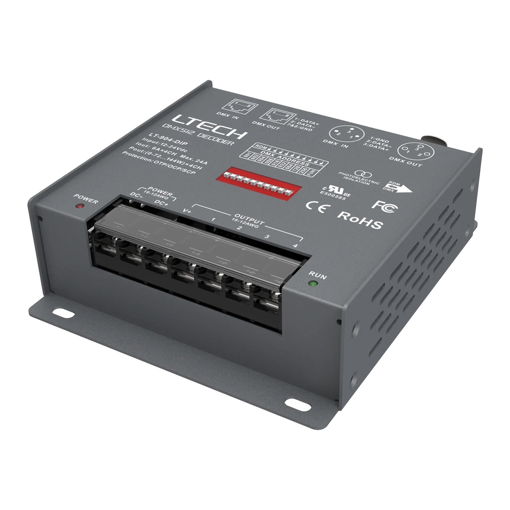 LTECH DMX/RDM LED driver CV 4x6A DIP Switch - LT-904-DIP - product photo