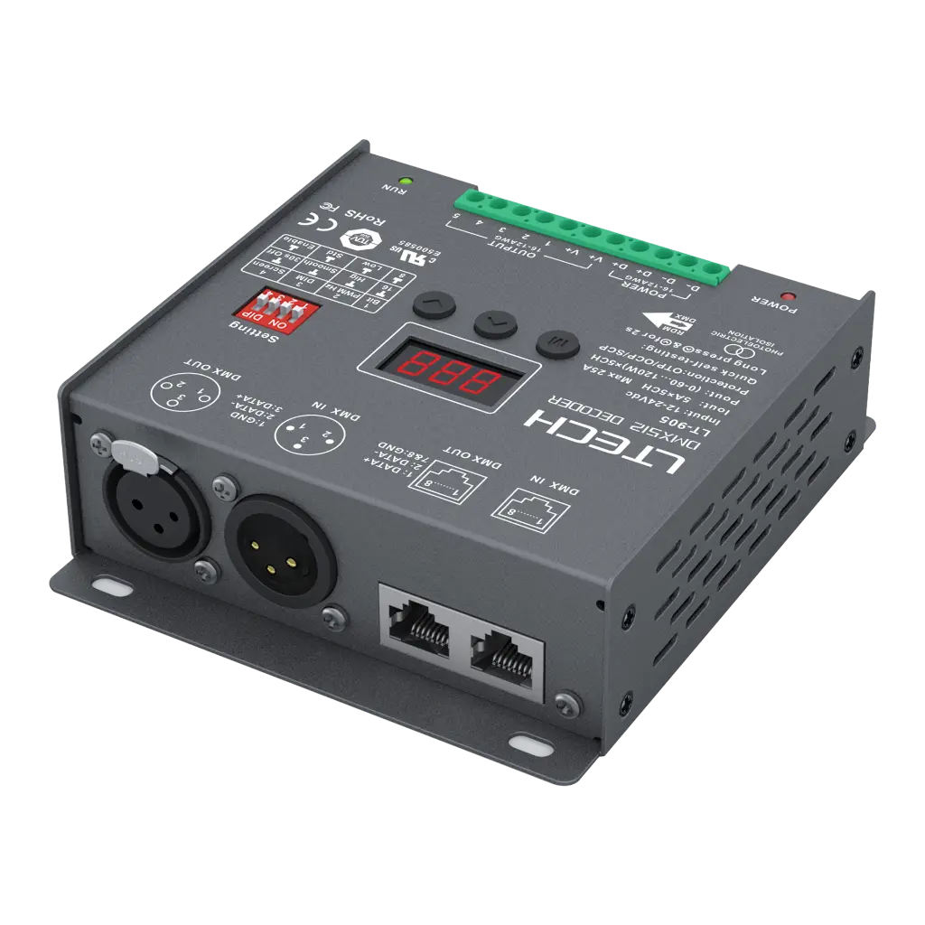 LTECH DMX/RDM LED driver CV 5x5A - LT-905 - 立体图