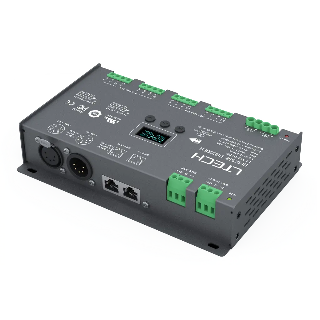 LTECH DMX/RDM LED driver CV 12x4A OLED - LT-912-OLED - 立体图
