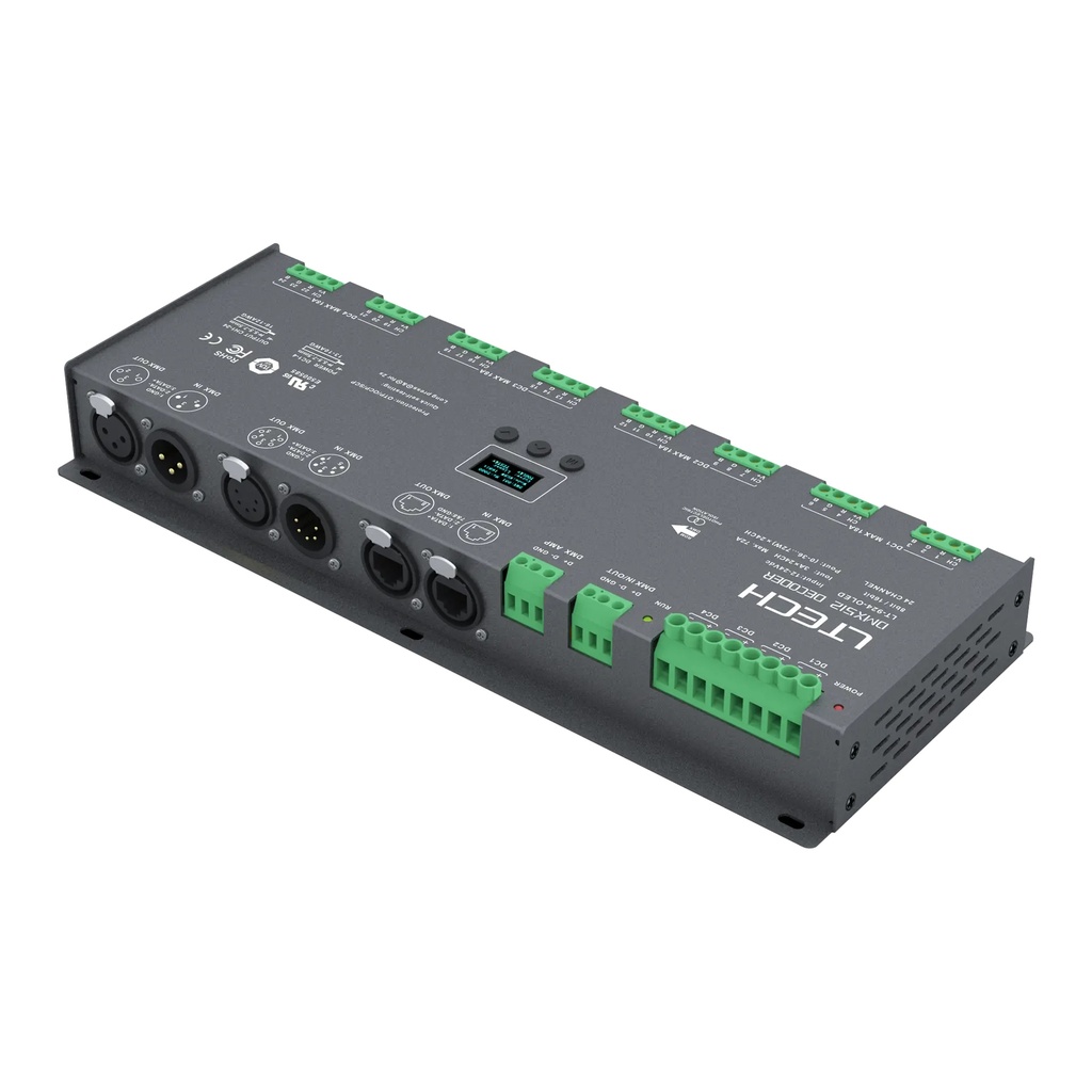 LTECH DMX/RDM LED driver CV 24x3A OLED - LT-924-OLED - 立体图