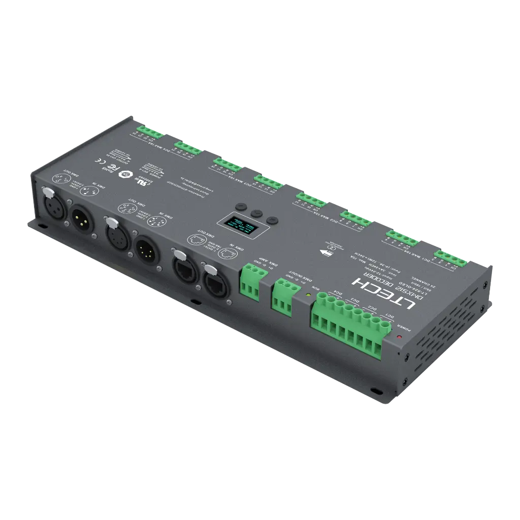 LTECH DMX/RDM LED driver CV 24x3A OLED - LT-924-OLED - 立体图