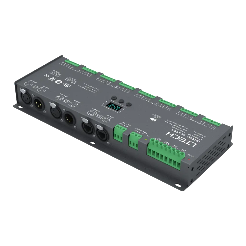 LTECH DMX/RDM LED driver CV 32x3A OLED - LT-932-OLED - 立体图