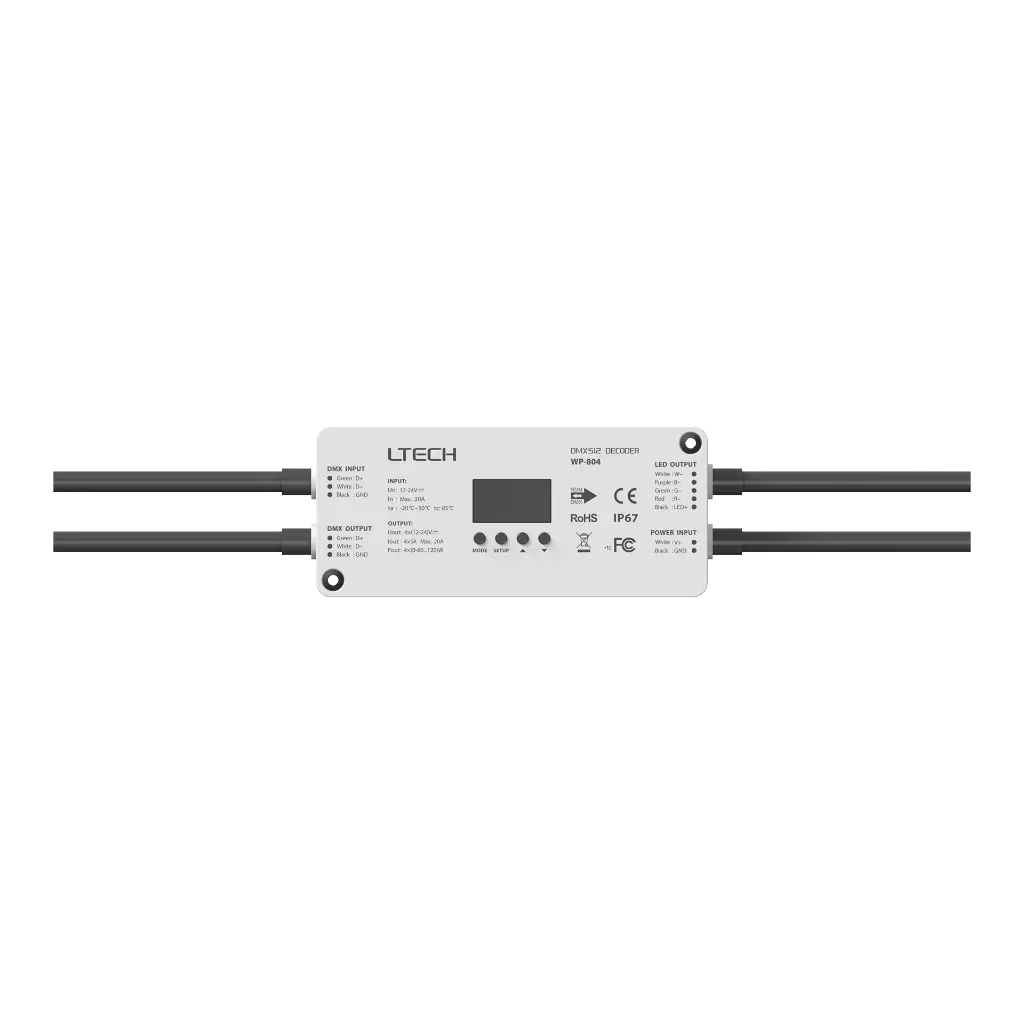 LTECH DMX/RDM LED driver CV 4x5A IP67 - WP-804 - 正面