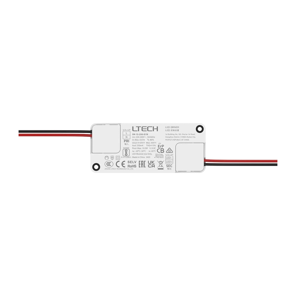 LTECH LTSYS Driver On/Off CC 250mA 11W - SN-15-250-G1N - 正面