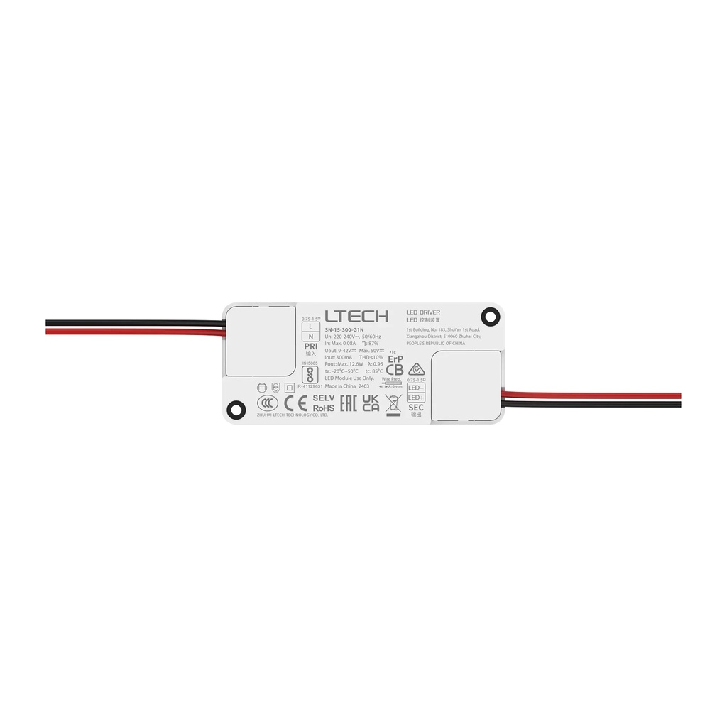 LTECH LTSYS Driver On/Off CC 300mA 13W - SN-15-300-G1N - 正面