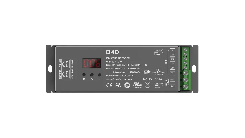 LTECH DMX LED driver CV 3x8A / 4x6A RJ45 - D4D -