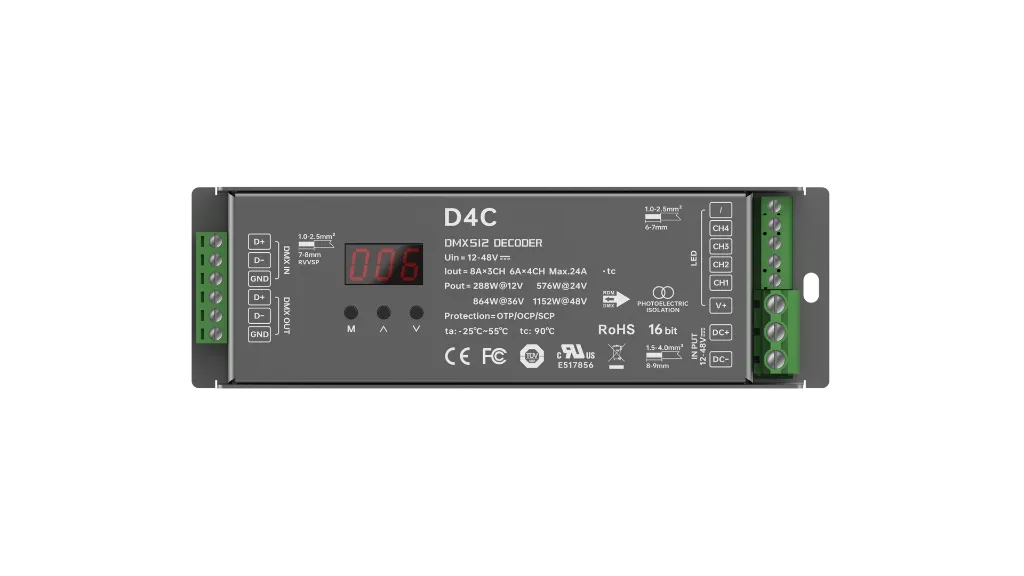 LTECH DMX LED driver CV 3x8A / 4x6A screw terminal - D4C -