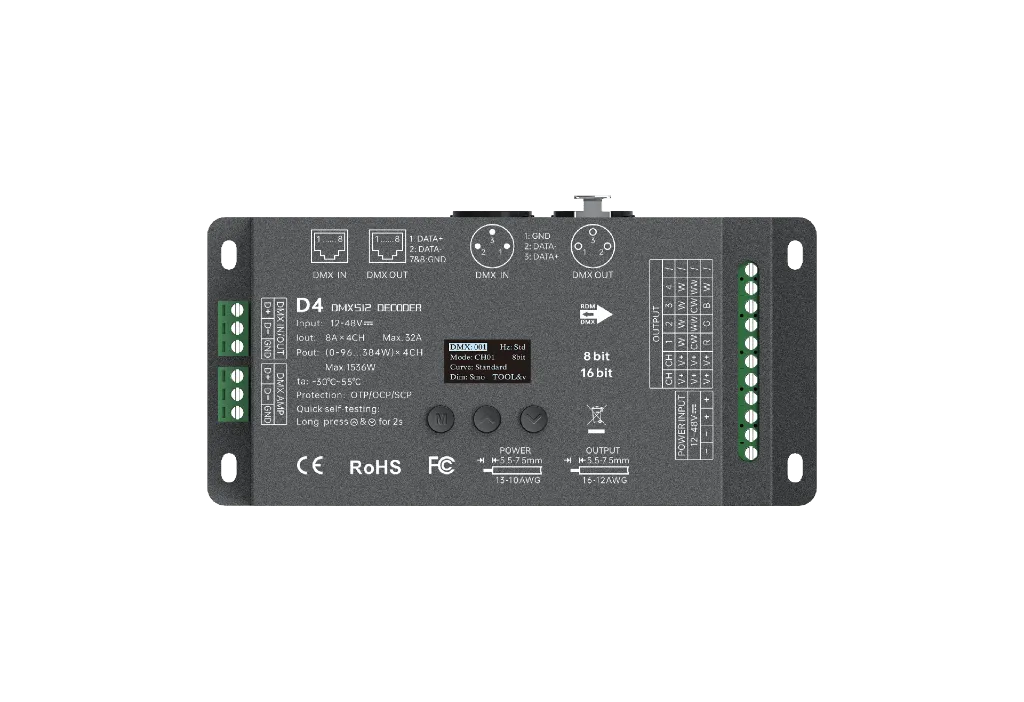 LTECH LTSYS Decoder CV DMX 4CH - D4 - (front view)
