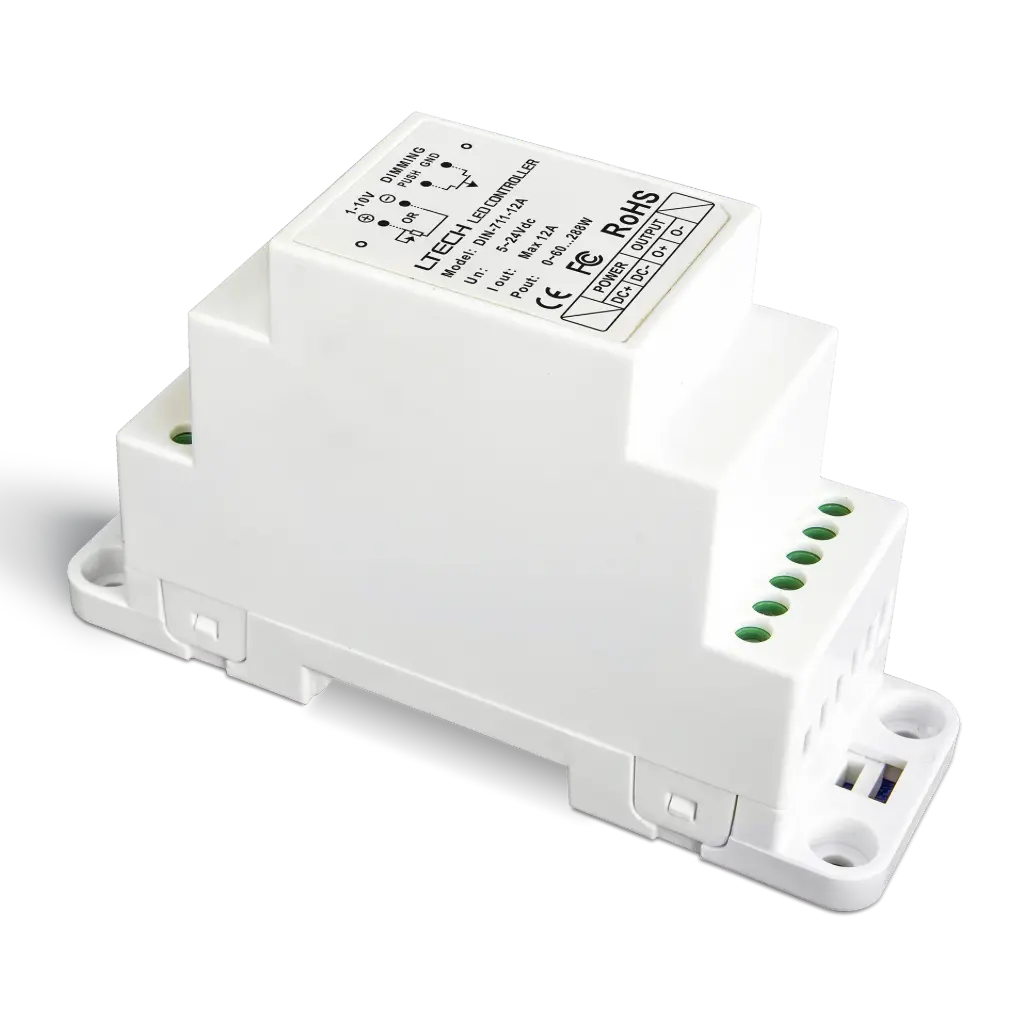 LTECH 0-10V LED driver CV 1x12A Dinrail - DIN-711-12A