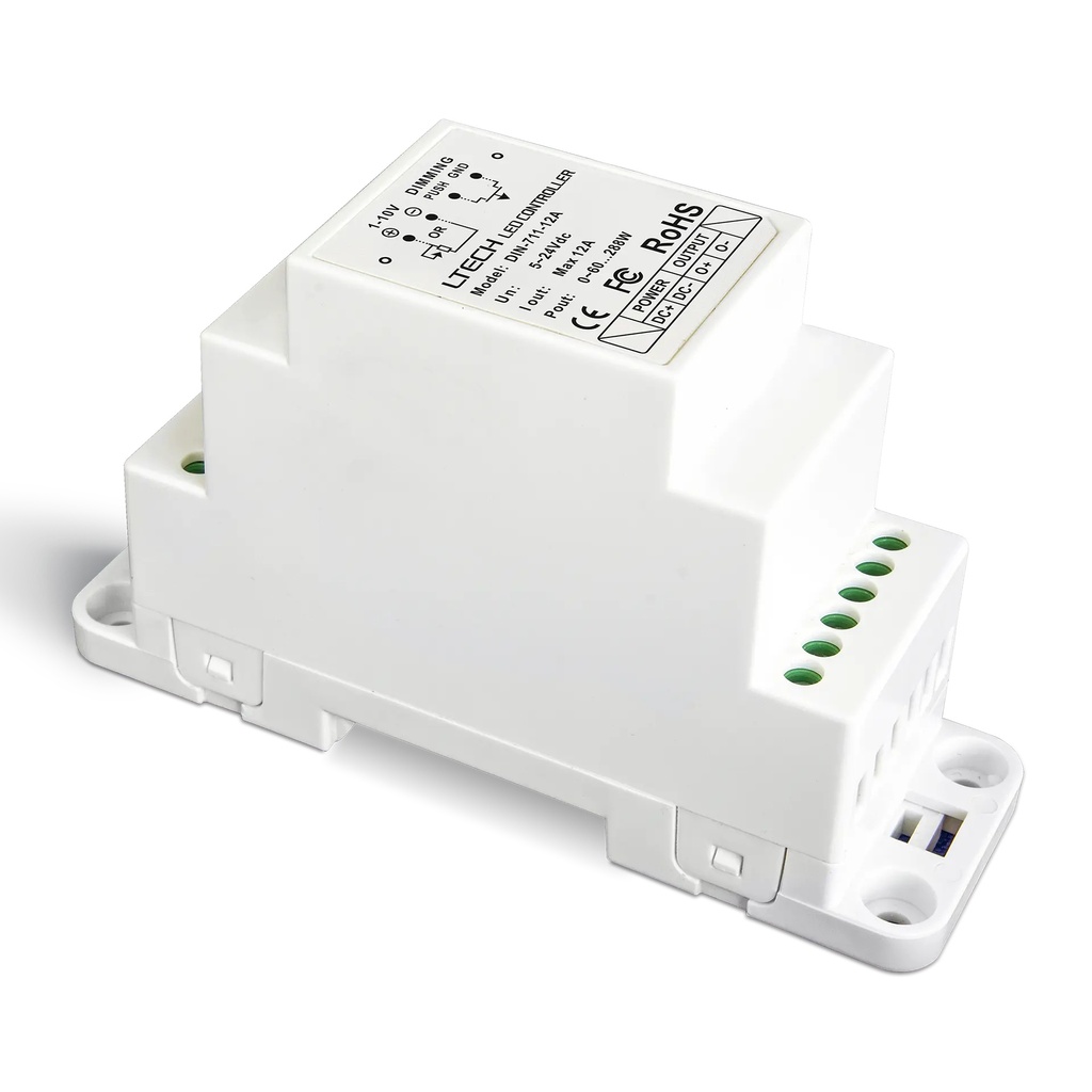 LTECH 0-10V LED driver CV 1x12A Dinrail - DIN-711-12A