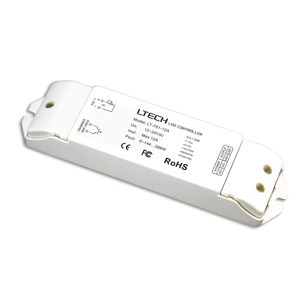 LTECH 0-10V/Push LED driver CV 1x12A - LT-701-12A