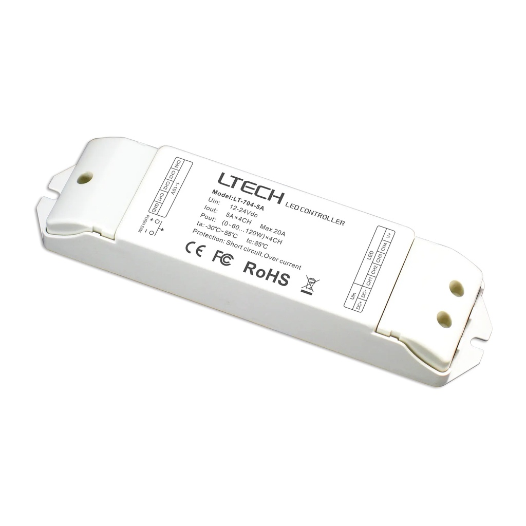 [2262900] LTECH 0-10V/Push LED driver CV 4x5A - LT-704-5A
