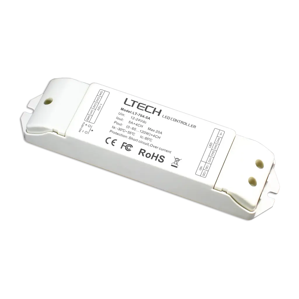 LTECH 0-10V/Push LED driver CV 4x5A - LT-704-5A