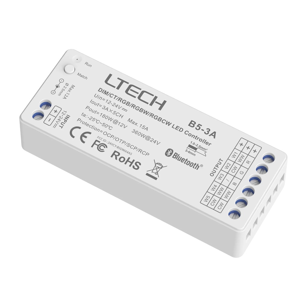LTECH Bluetooth LED driver 5x3A - B5-3A