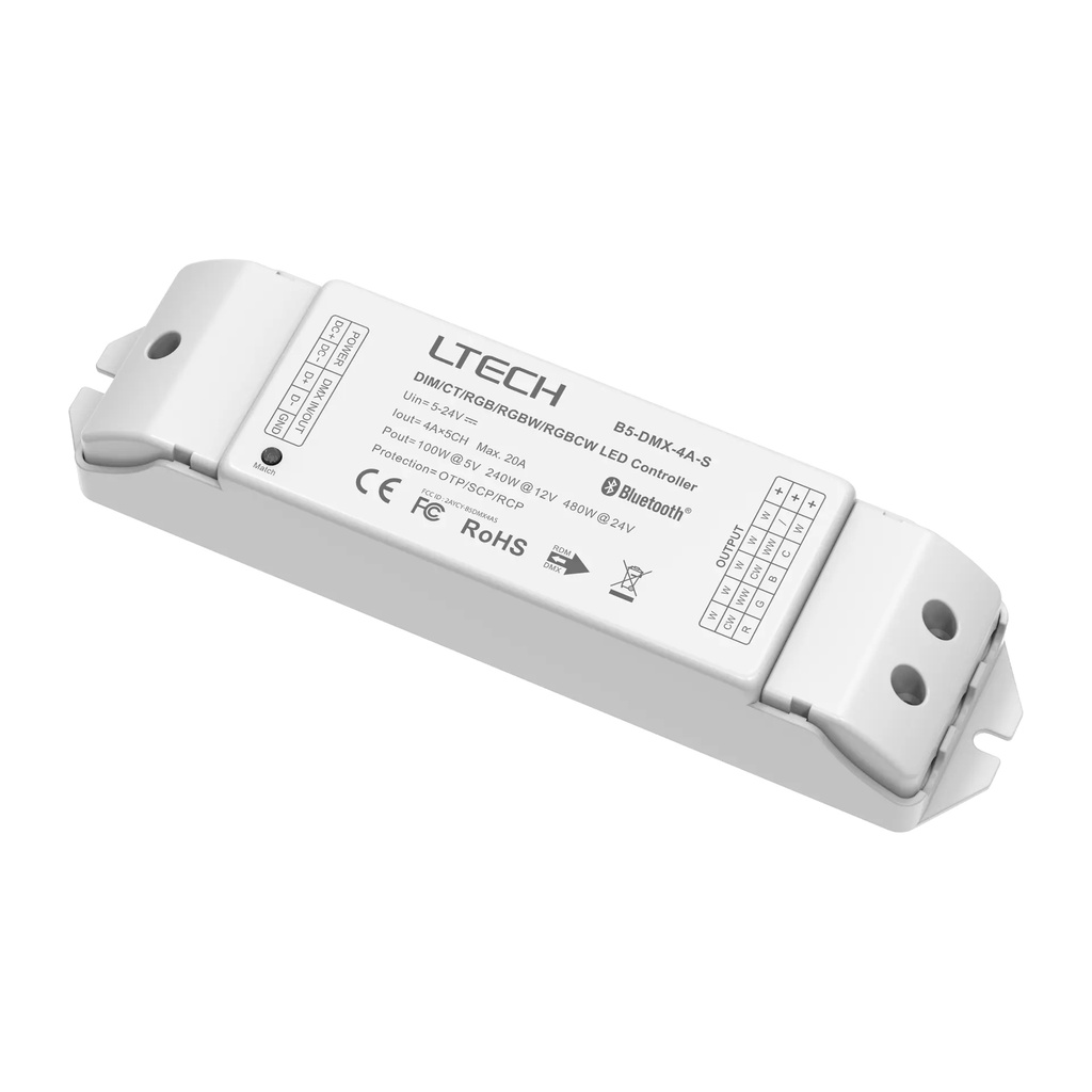 LTECH Bluetooth/DMX controller 5x4A - B5-DMX-4A-S
