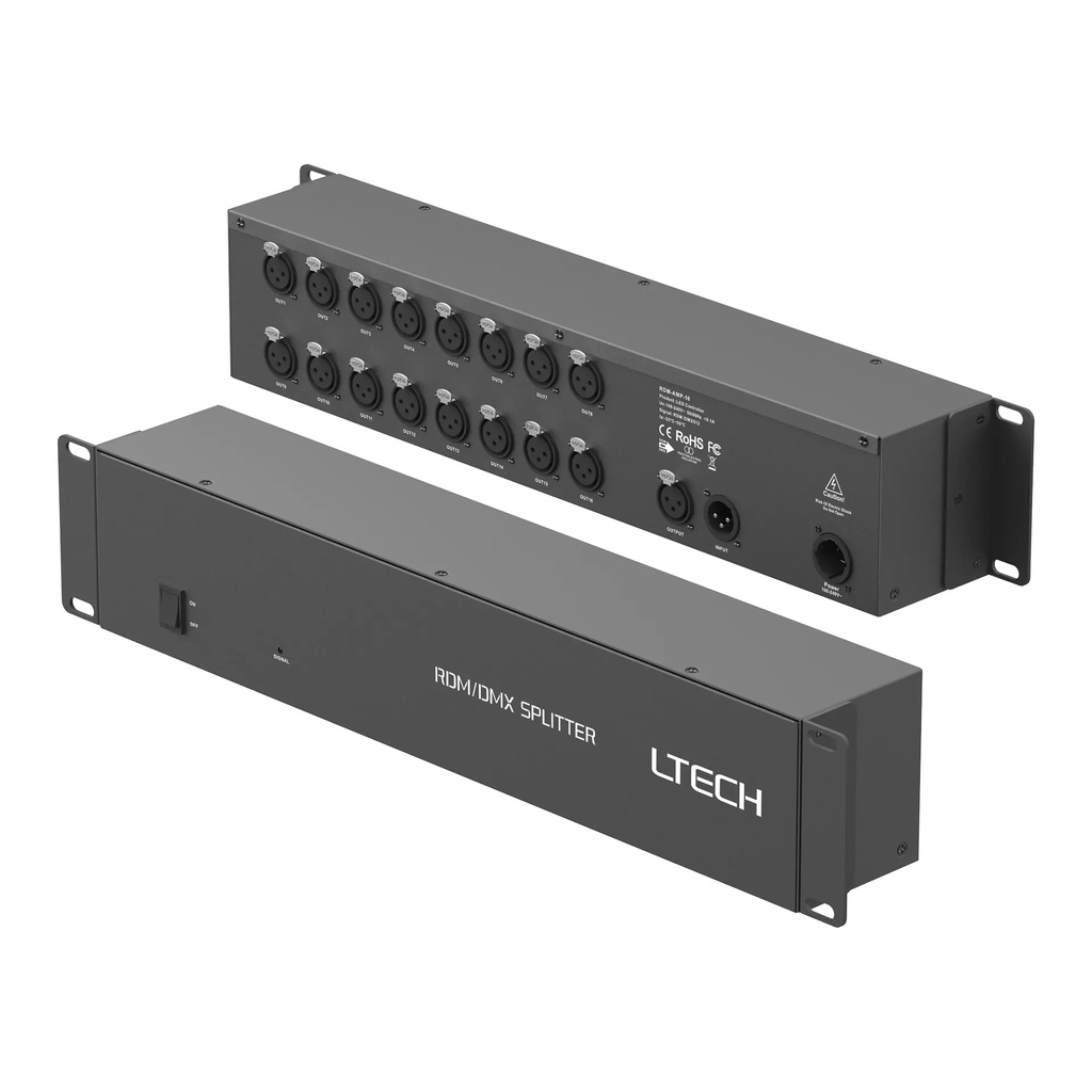 LTECH DMX/RDM 16CH Signal Amplifier 3-pin XLR - RDM-AMP-16