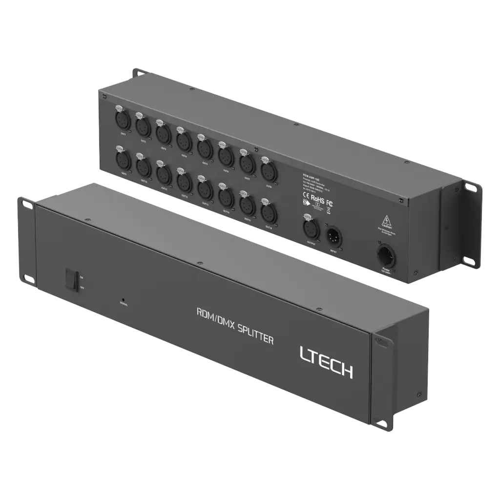 [2320811] LTECH DMX/RDM 16CH Signal Amplifier 5-pin XLR - RDM-AMP-16E