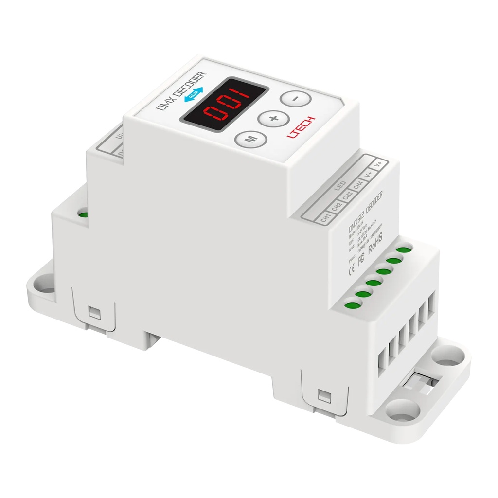 LTECH DMX LED driver CV 3x5A / 4x4A Dinrail - D4-H