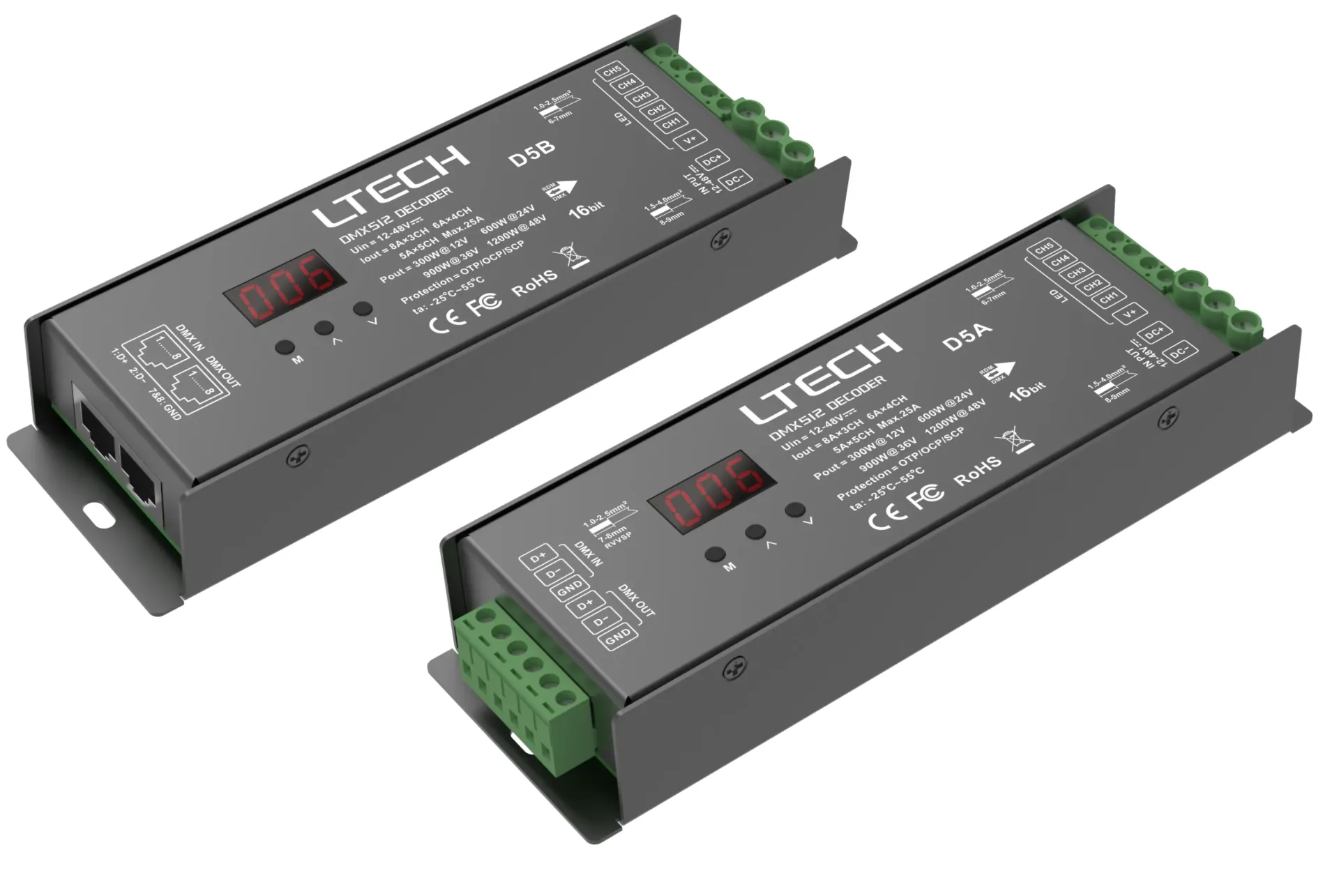 LTECH DMX LED driver CV 3x8A / 4x6A / 5x5A screw terminal - D5A