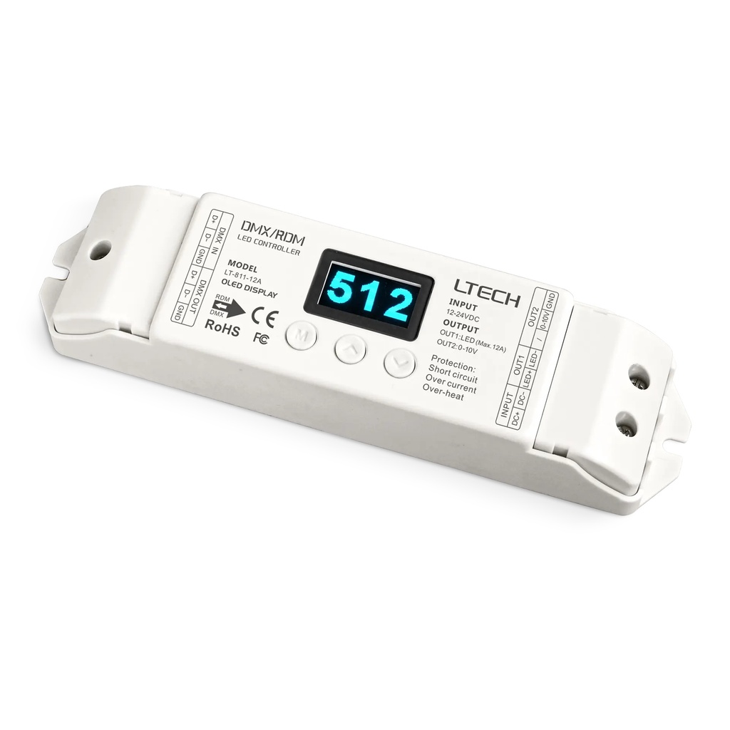 LTECH DMX LED driver CV 1x12A OLED Display - LT-811-12A