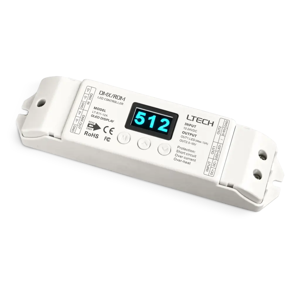 [2275300] LTECH DMX LED driver CV 1x12A OLED Display - LT-811-12A