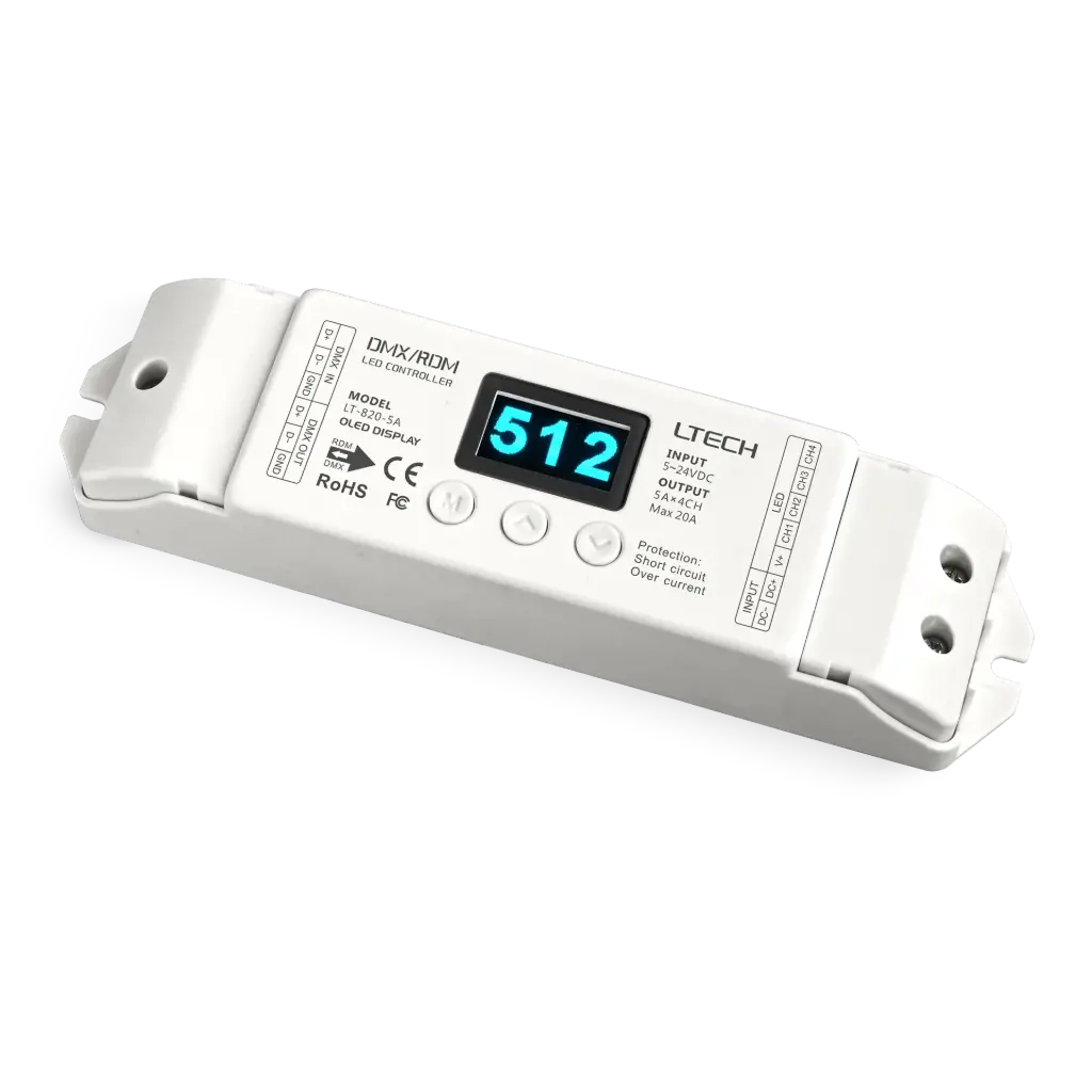 [2271600] LTECH DMX LED driver CV 4x5A OLED Display - LT-820-5A