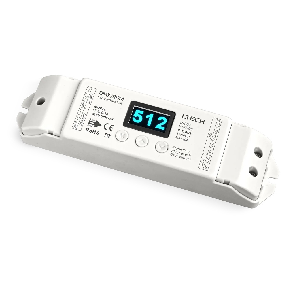 LTECH DMX LED driver CV 4x5A OLED Display - LT-820-5A