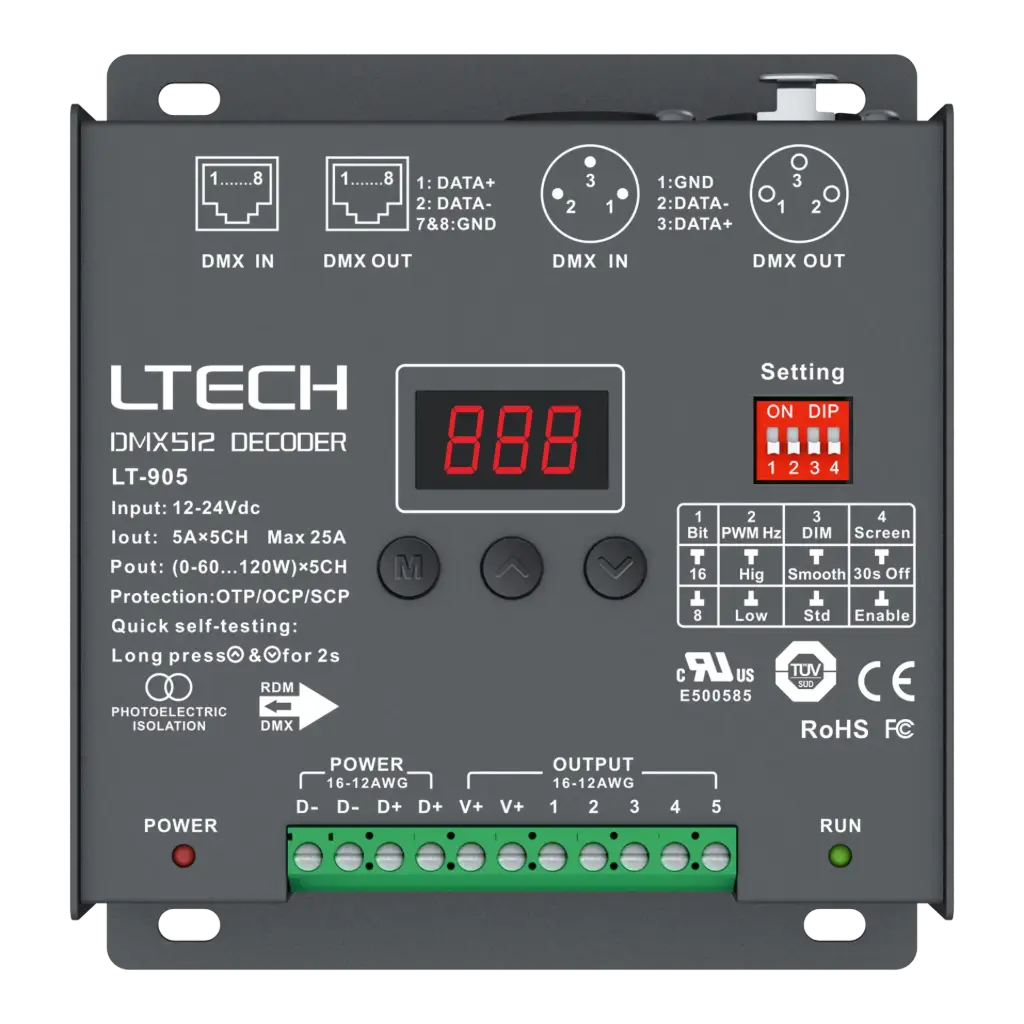 [2279010] LTECH DMX/RDM LED driver CV 5x5A - LT-905