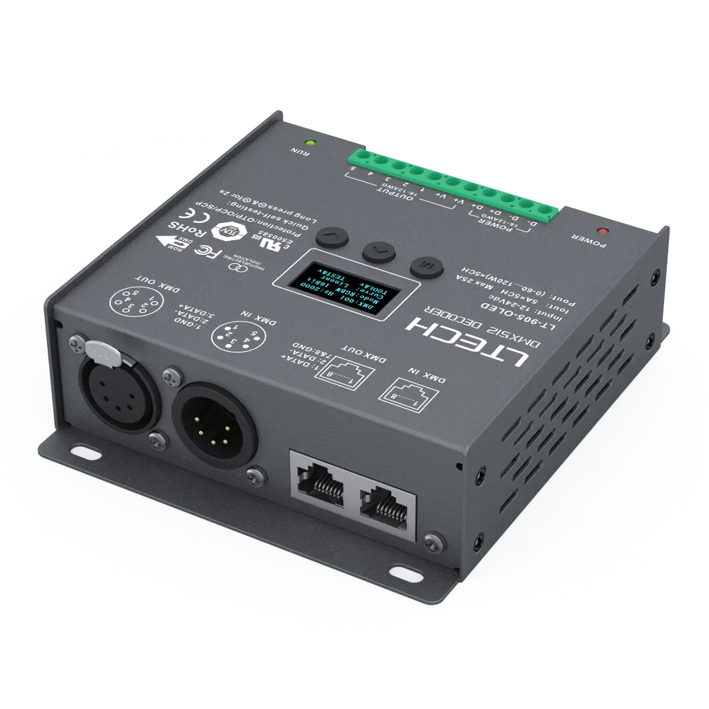 [2279000] LTECH DMX/RDM LED driver CV 5x5A OLED - LT-905-OLED