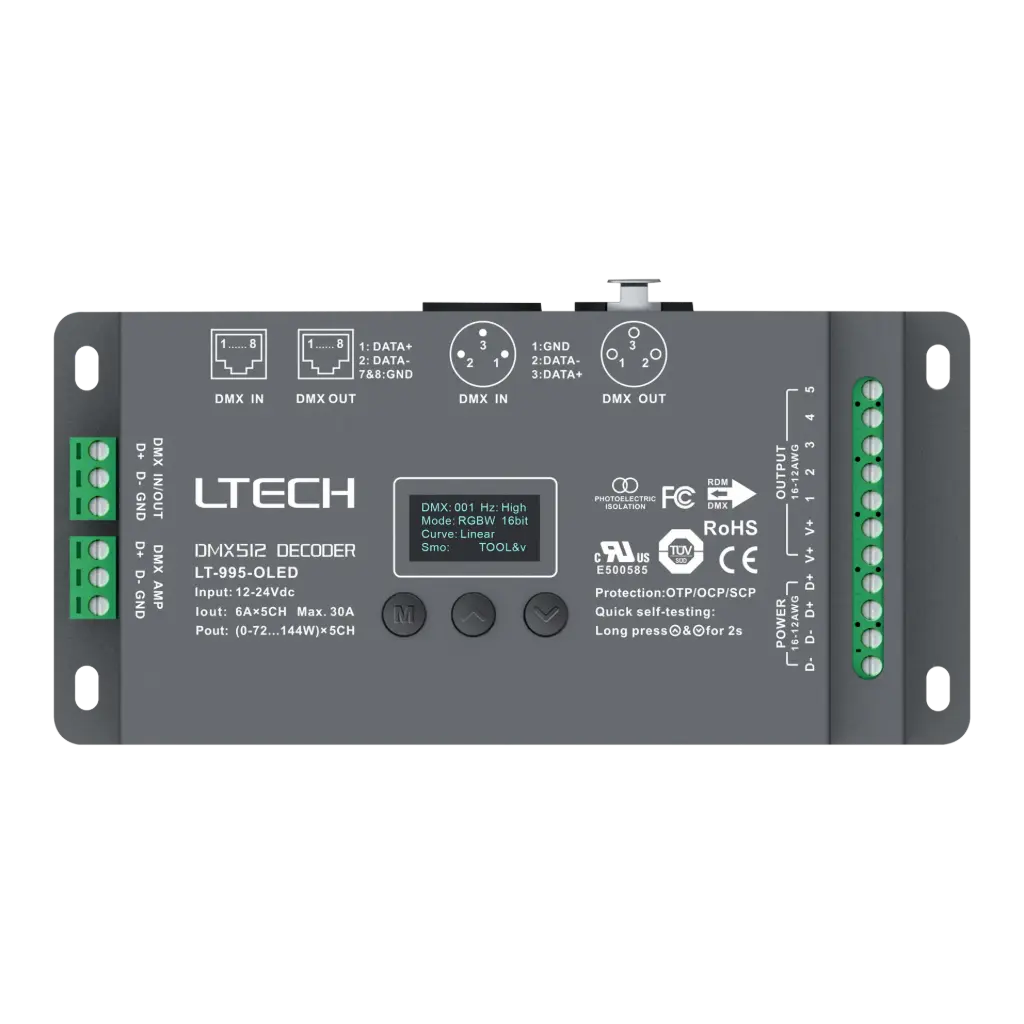 [2279400] LTECH DMX/RDM LED driver CV 5x6A OLED - LT-995-OLED