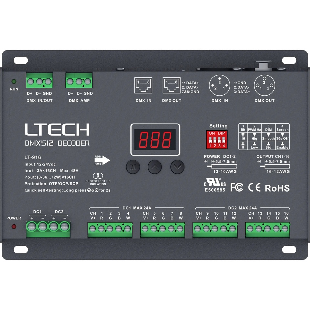 LTECH DMX/RDM LED driver CV 16x3A - LT-916
