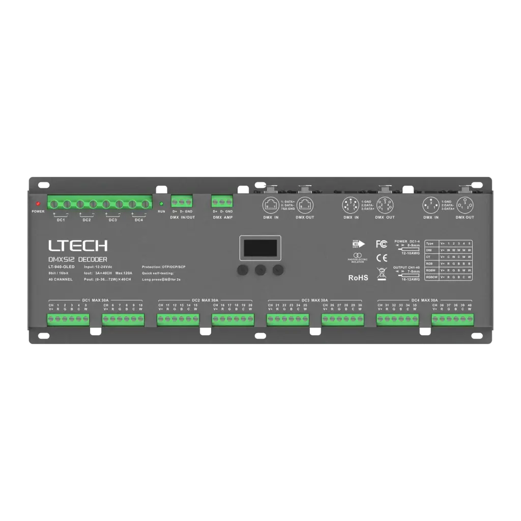[2279501] LTECH DMX/RDM LED driver CV 40x3A OLED - LT-940-OLED