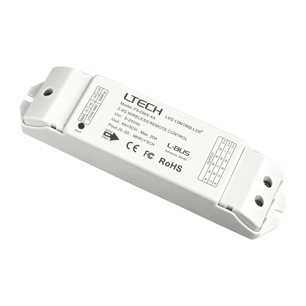 LTECH RF/DMX receiver CV 5x4A - F5-DMX-4A