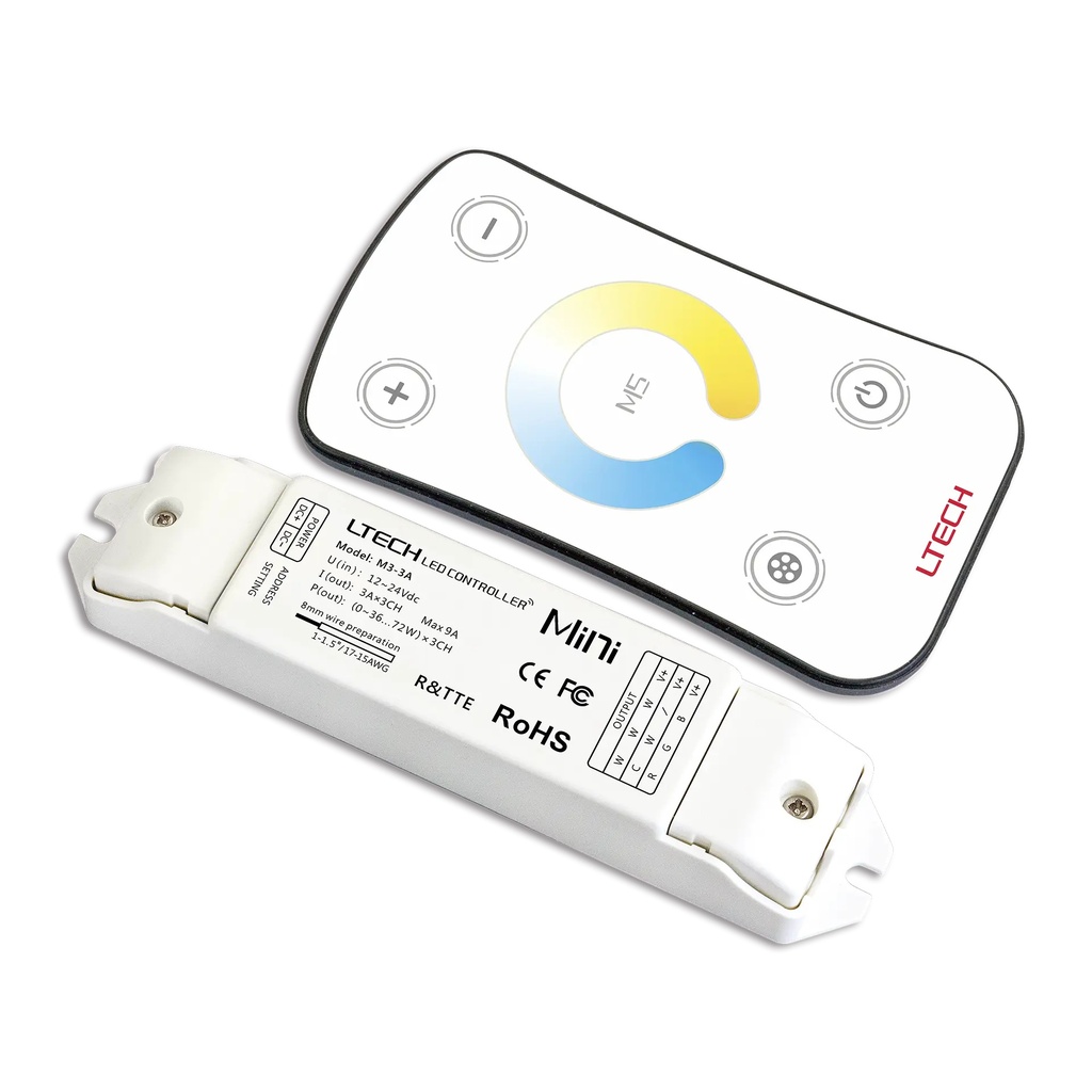 LTECH Mini RF remote + receiver CV 3x3A CT - M5+M3-3A