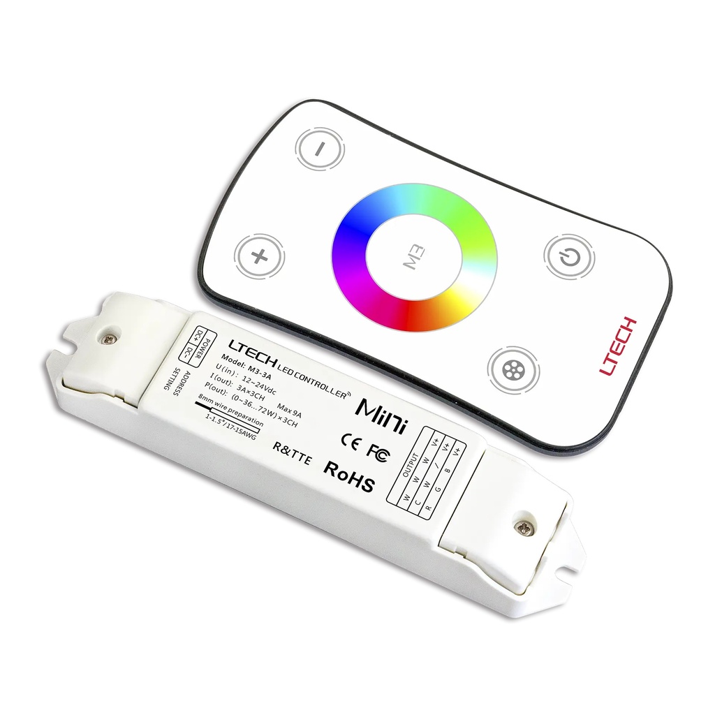 LTECH Mini RF remote + receiver CV 3x3A RGB - M3+M3-3A