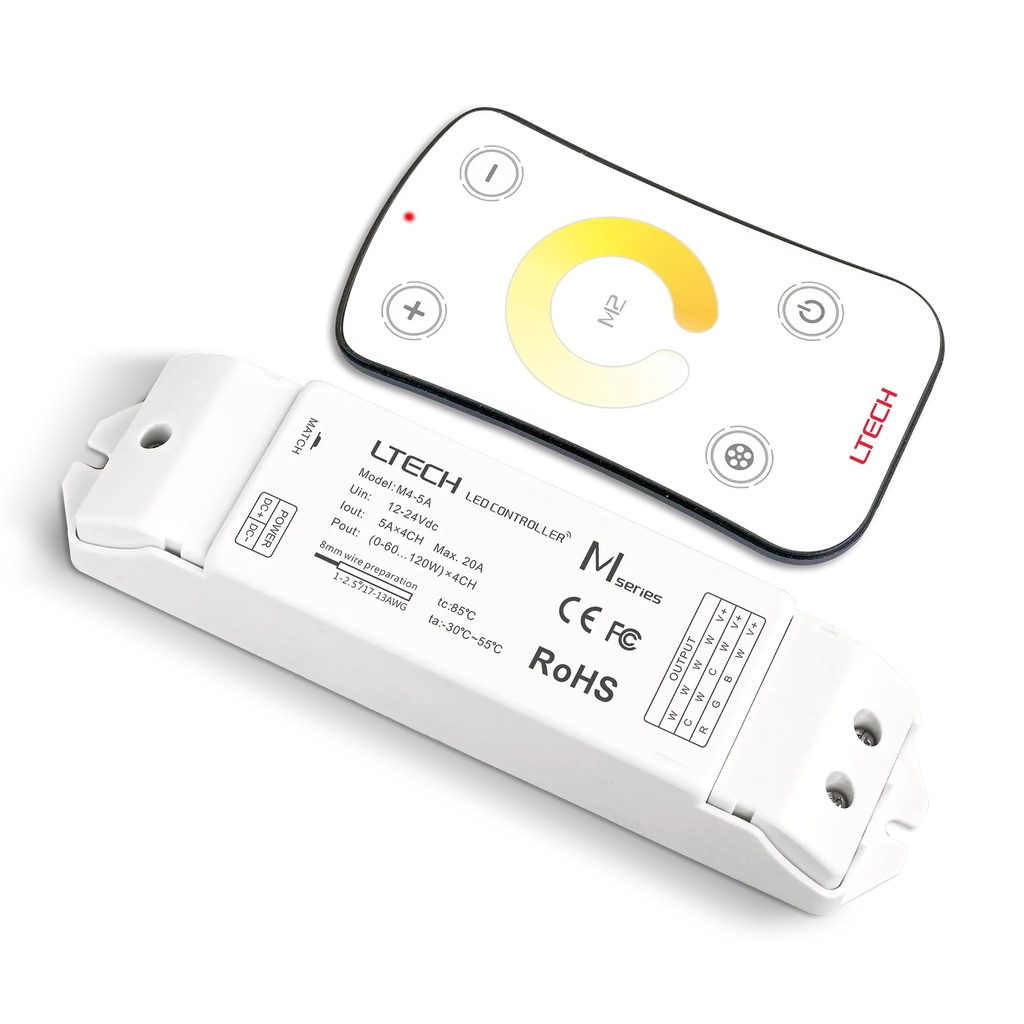[2266210] LTECH Mini RF remote + receiver CV 4x5A CT - M2+M4-5A