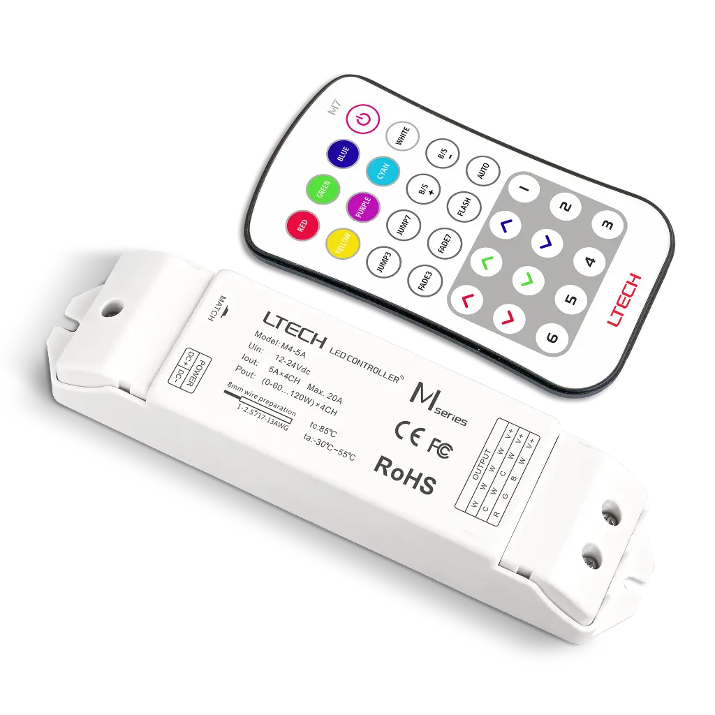 [2266710] LTECH Mini RF remote + receiver CV 4x5A RGB - M7+M4-5A