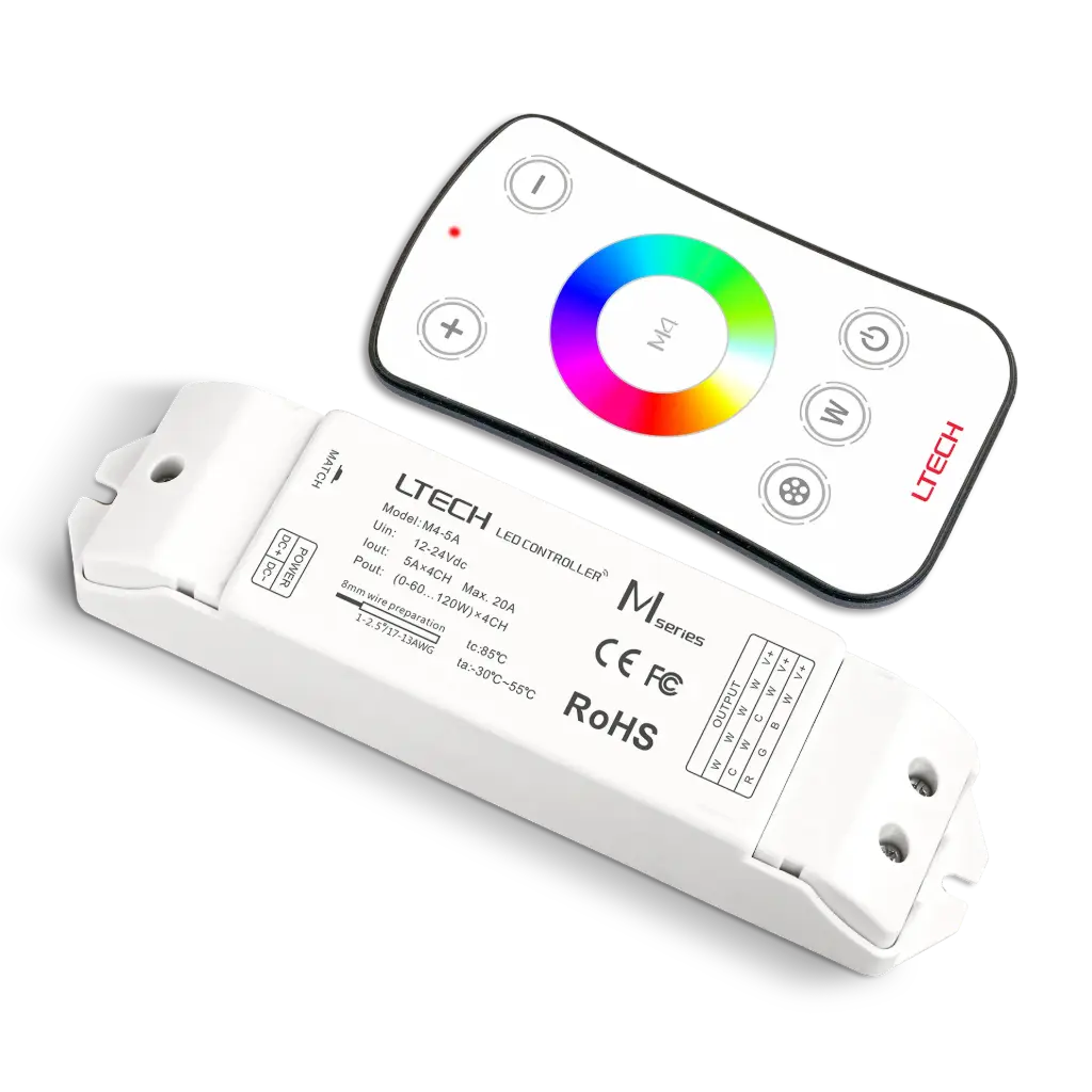 [2266400] LTECH Mini RF remote + receiver CV 4x5A RGBW - M4+M4-5A