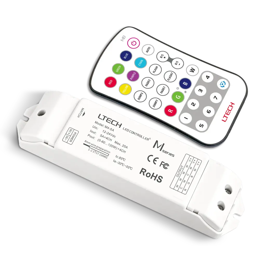 [2266800] LTECH Mini RF remote + receiver CV 4x5A RGBW - M8+M4-5A
