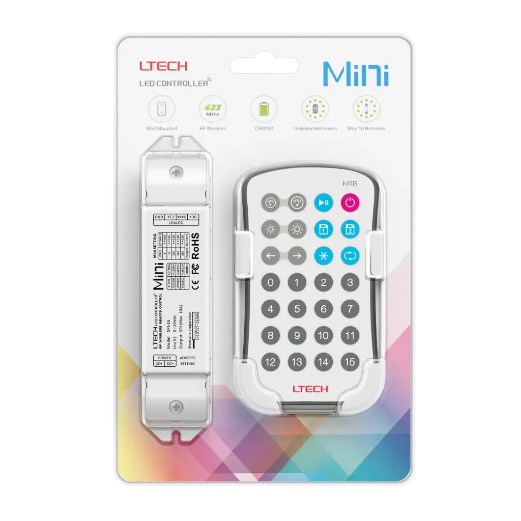 [2266910] LTECH Mini RF remote + receiver SPI - SPI-16S+M16S