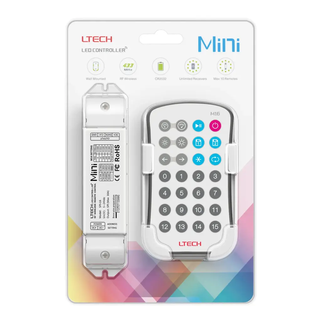 [2266920] LTECH Mini RF remote + receiver SPI - SPI16S+M16