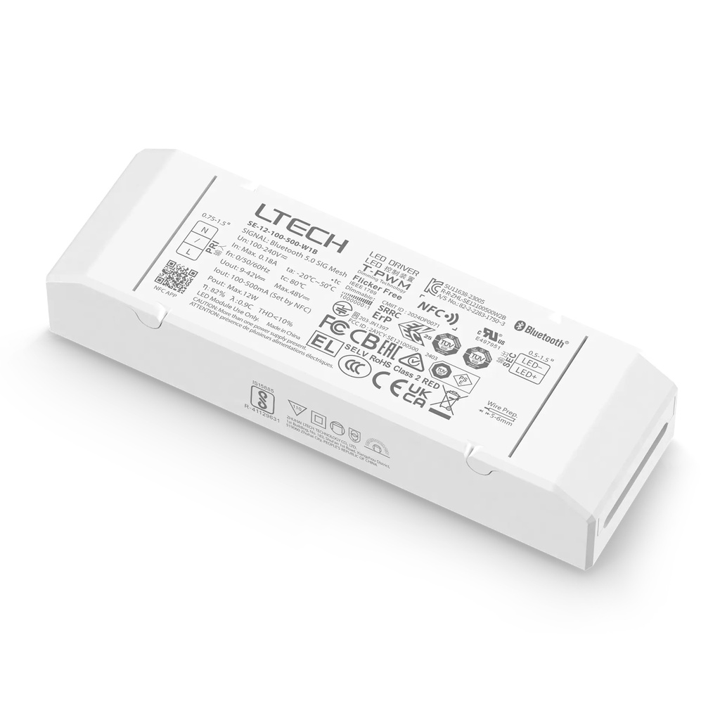 [2110601] LTECH Xiaolei Driver CC BLE 5.0 1CH 100-500mA 12W - SE-12-100-500-W1B