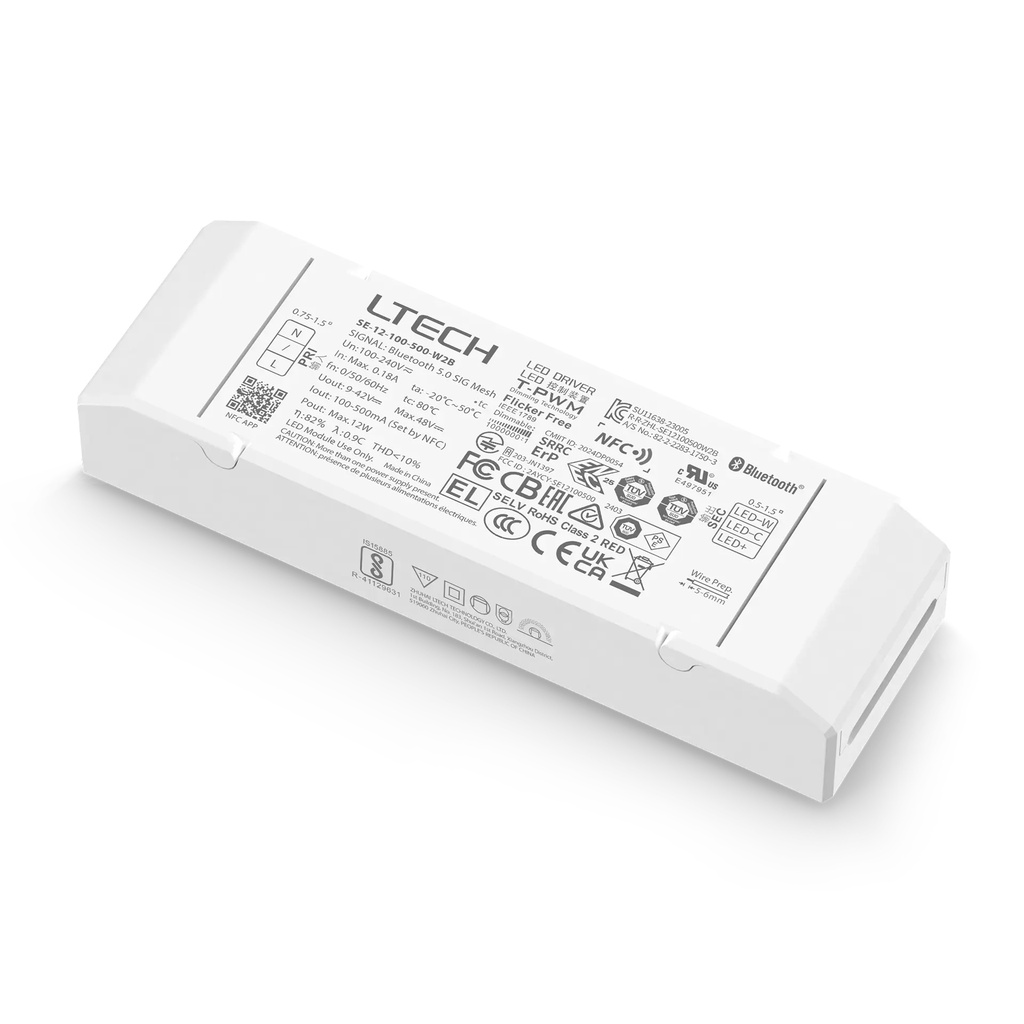 [2110602] LTECH Xiaolei Driver CC BLE 5.0 2CH 100-500mA 12W - SE-12-100-500-W2B