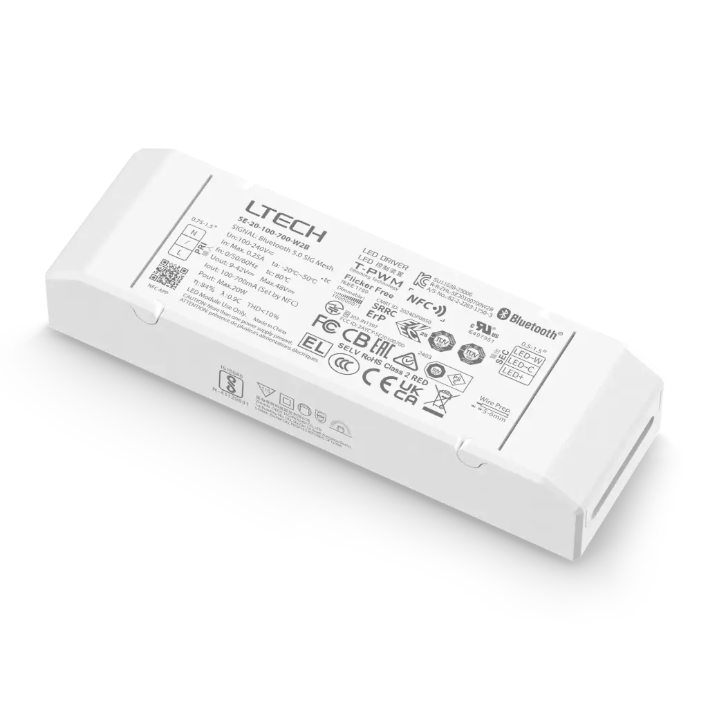 [2110702] LTECH Xiaolei Driver CC BLE 5.0 2CH 100-700mA 20W - SE-20-100-700-W2B