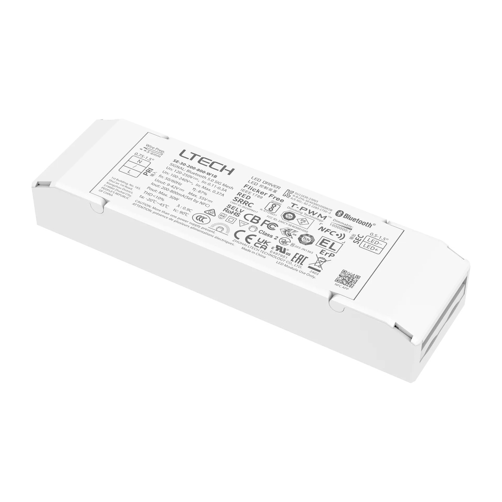 [2110801] LTECH Xiaolei Driver CC BLE 5.0 1CH 200-800mA 30W - SE-30-200-800-W1B